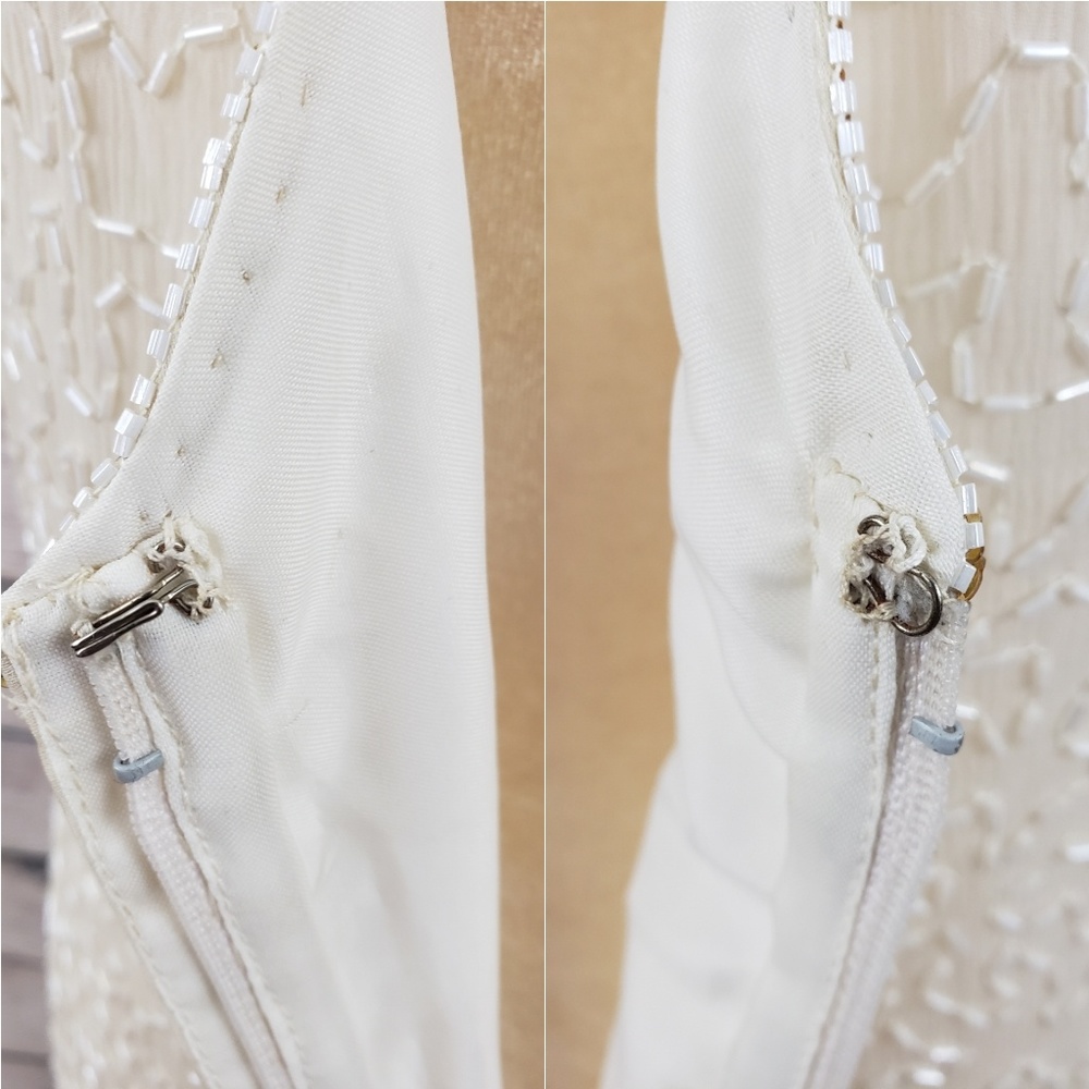 Vintage Eve's Allure Sequin Beaded Silk Dress Lrg - Picture 6 of 8